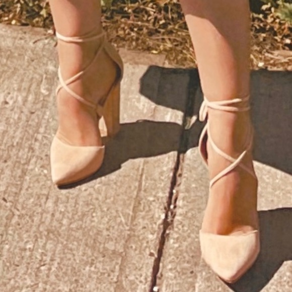 SOLD • Nude/light beige tie up heels - Picture 5 of 5